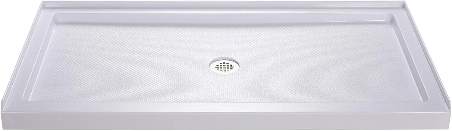 32 in. D x 54 in. W x 2 3/4 in. H Center Drain Single Threshold Shower Base in White