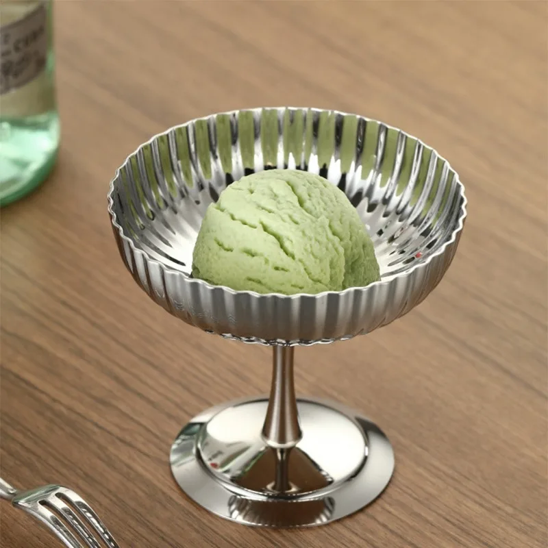 

1 шт., чашка для мороженого из нержавеющей стали, десертная чаша, чашка для мороженого, легкий роскошный бокал для вина с высокими ножками