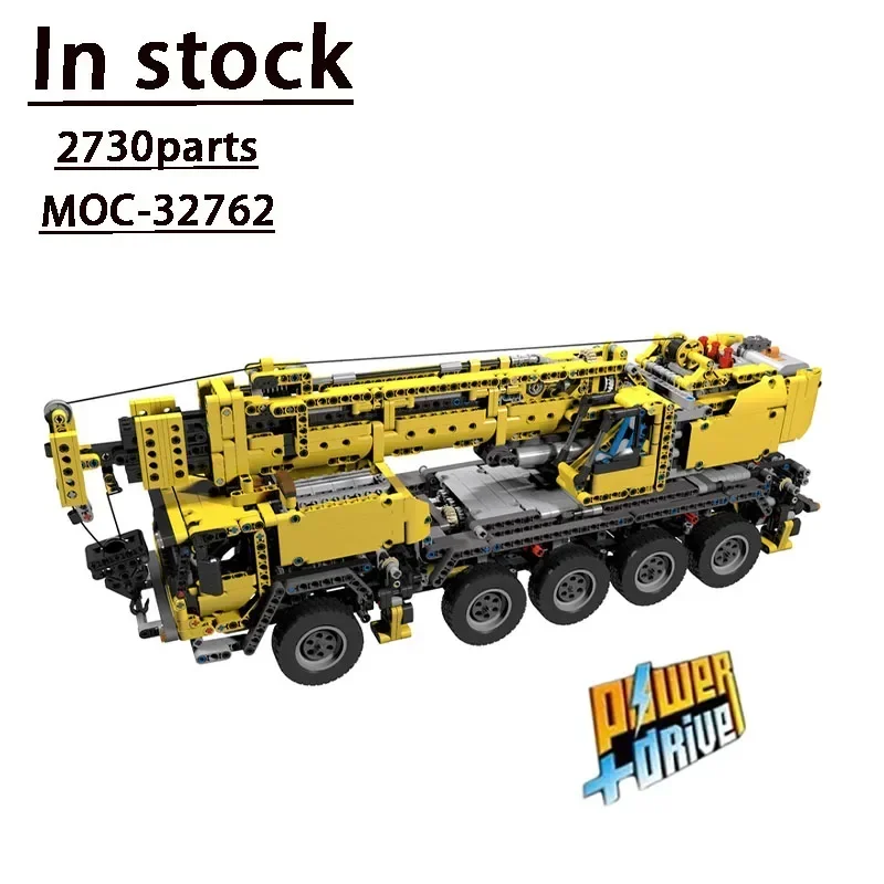 New MOC-32762 RC Electric Mobile Crane with New Gearbox Splicing Brick Model 2730parts Birthday Toy Gift for Adults and Children