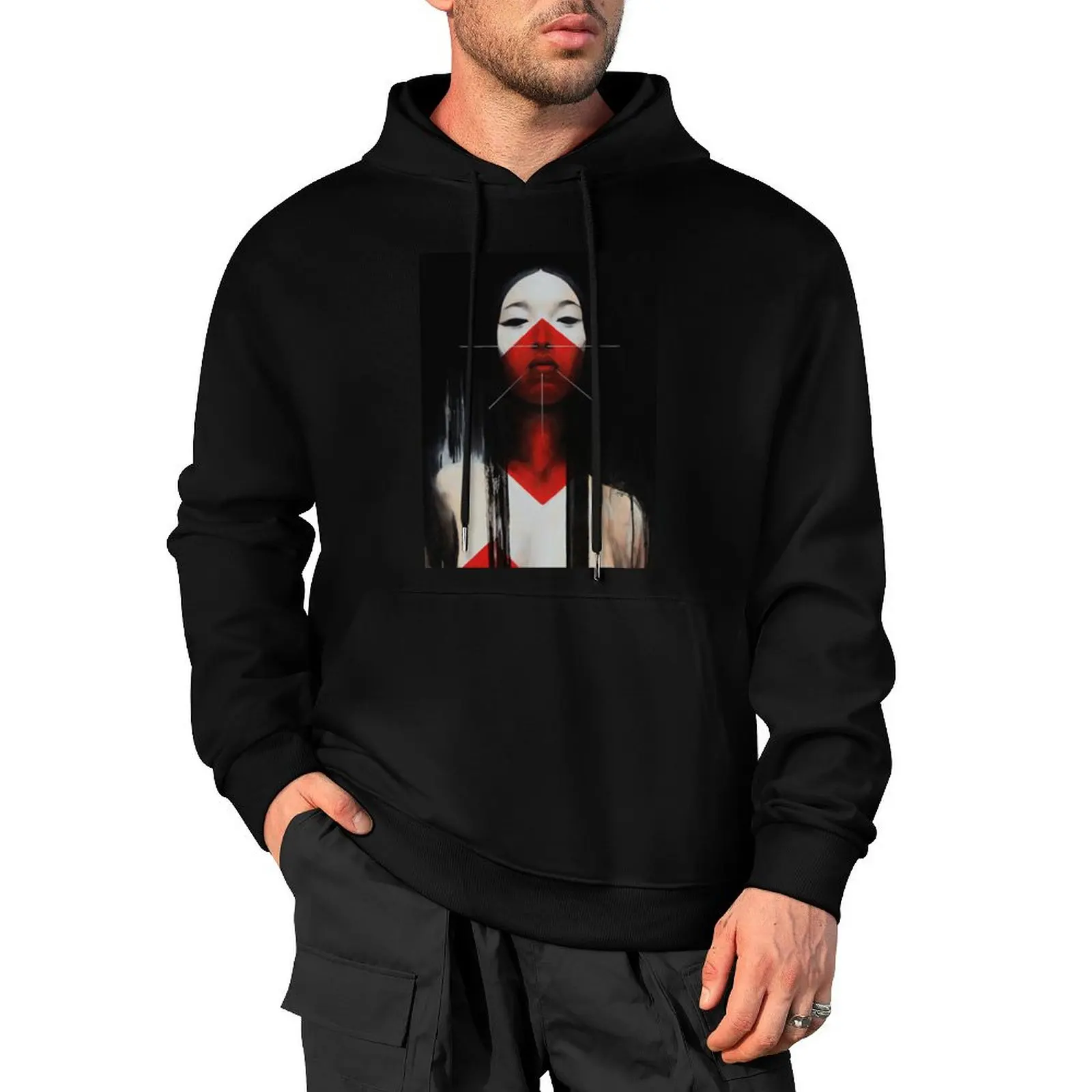 

Beautiful Black and Red Fine Art Japanese Illustration Pullover Hoodie men's autumn clothes mens clothing new in hoodies