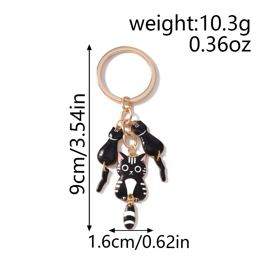 Aihua Niedlicher Emaille-Cartoon-Welpen-Katzen-Schlüsselanhänger für Frauen und Mädchen, Schlüsselringe, Handtaschenanhänger, Geburtstagsgeschenk, Schmuck. – Detail 1