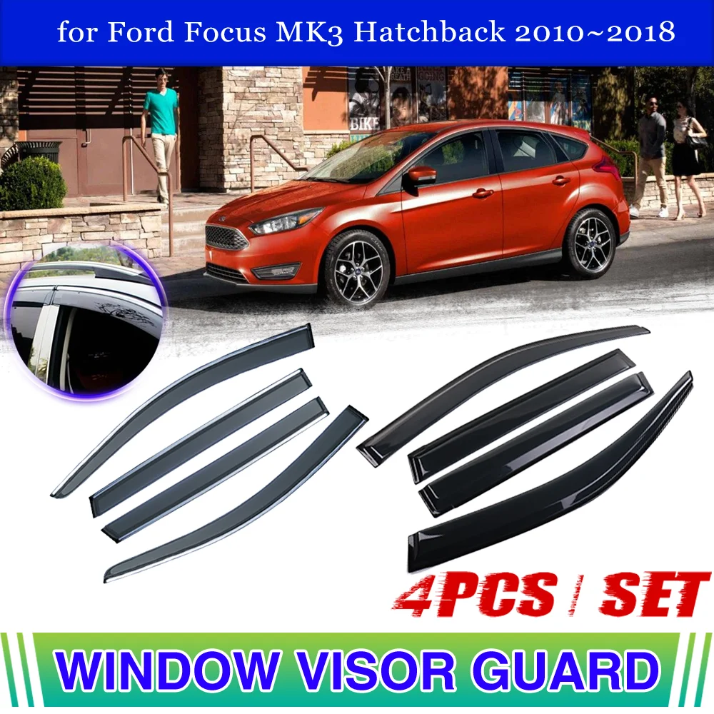 

Козырек на окно автомобиля для хэтчбека Ford Focus MK3 2010 ~ 2018, 2011 2012 2013 2014 2015 2016 2017 защита от солнца, дождя, дыма, защитный чехол, дефлектор, аксессуары