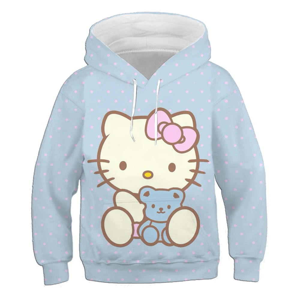

Hello Kitty Personalized Fashion Print Girls Pullover Sanrio Autumn and Winter Long Sleeve Comfortable Children's Clothing