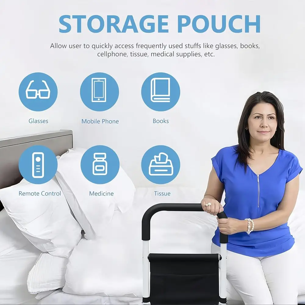 Bed Rails or Elderly Adults Saety, Adjustable Medical Bed Assist Rail or Seni, Bede Rails with Storage ket, Bed Railing Cane, Gr