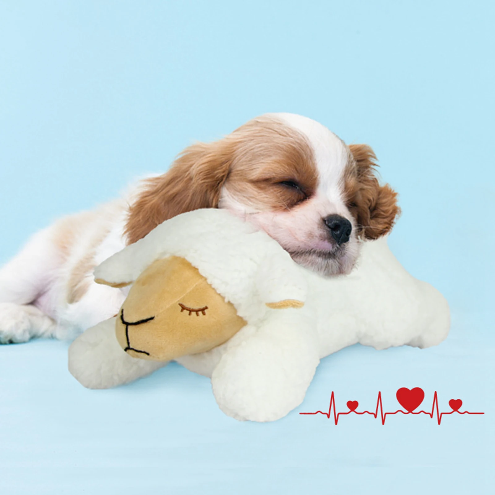 Heartbeat Dog Toy Plush Toy Calming Puppy Training Behavior Aid Toy for Large Dog Small Dogs Cats Cuddly Sleeping Plush Pillow