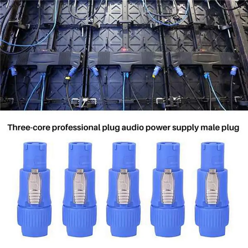 DT51 80PCS NAC3FCA NAC3FCB Speakon Plug 3 Pin Male Powercon Connector 20A 250V AC Blue Grey White