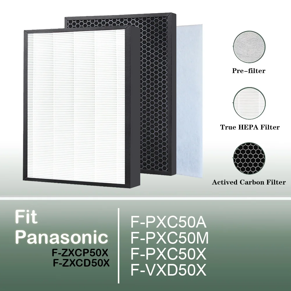 Replacement HEPA Filter F-ZXCP50X Carbon Filter F-ZXCD50X for Panasonic air purifier F-PXC50A  F-PXC50M F-PXC50X F-VXD50X