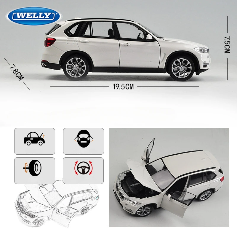 WELLY 1:24 Scale BWM X5 Alloy Car Model Simulation Collective Miniature Voiture Home Decor Diecast Toy Vehicles Man\'s Gift Boy