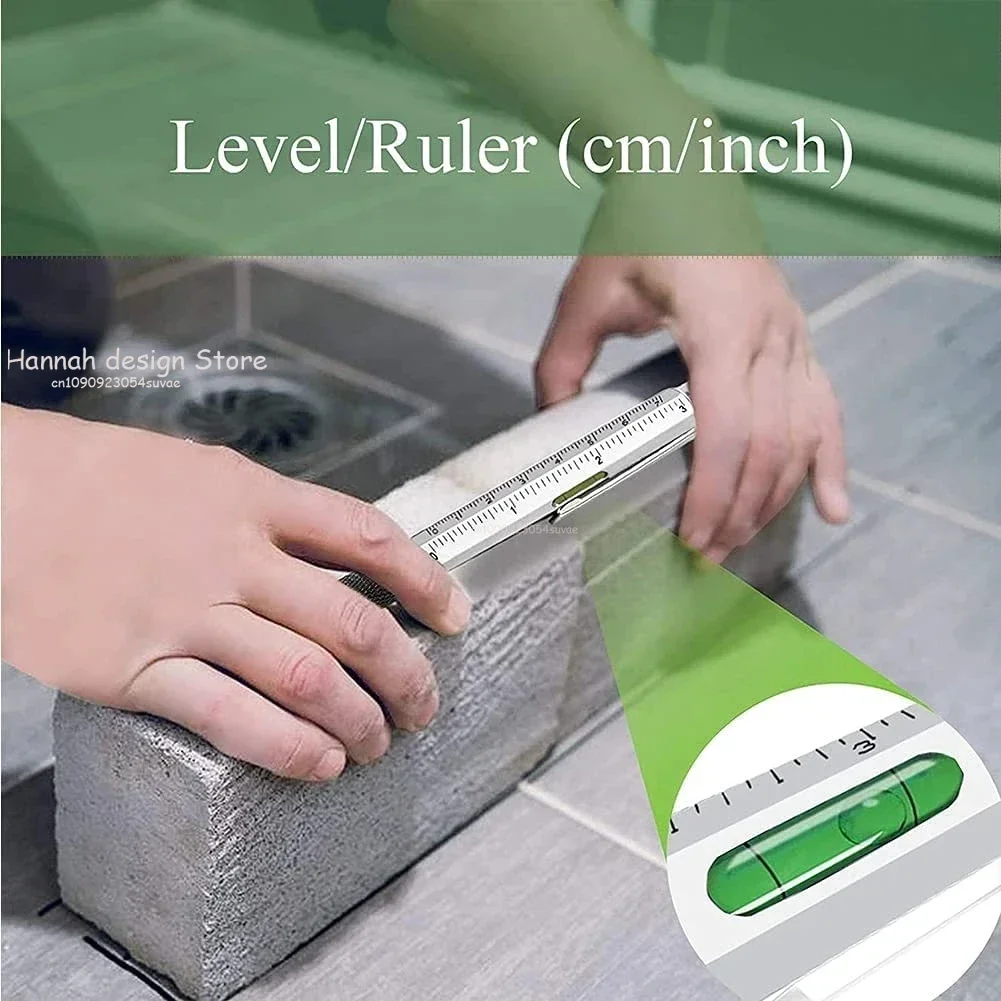 Multi-functional Capacitive Pen with Screwdriver Spirit Level Ballpoint Pen Mobile Phone Screen Touch Gadgets Construction Tools