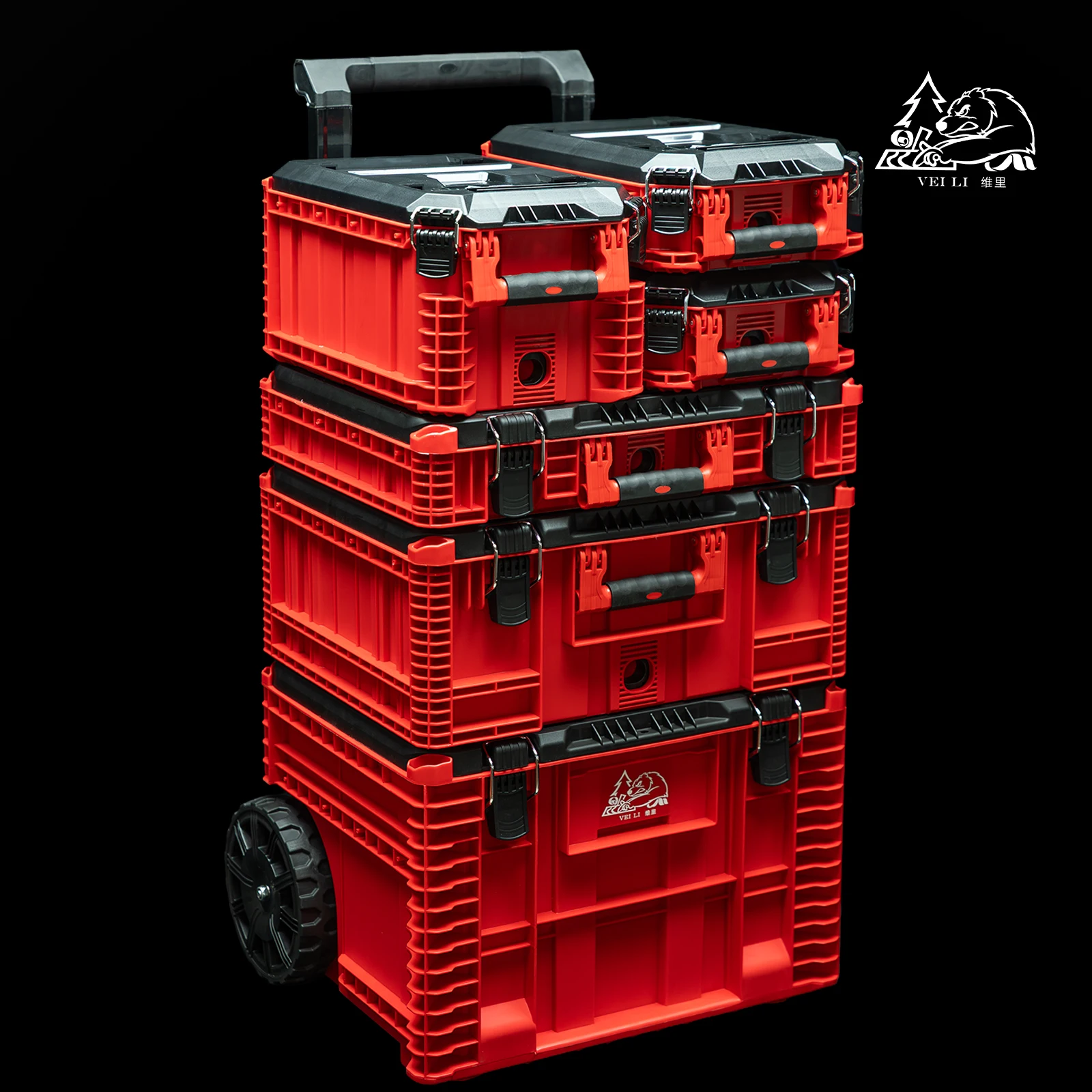 VEI LI VL-601S newly upgraded red combination stacking toolbox large capacity industrial multifunctional storage box