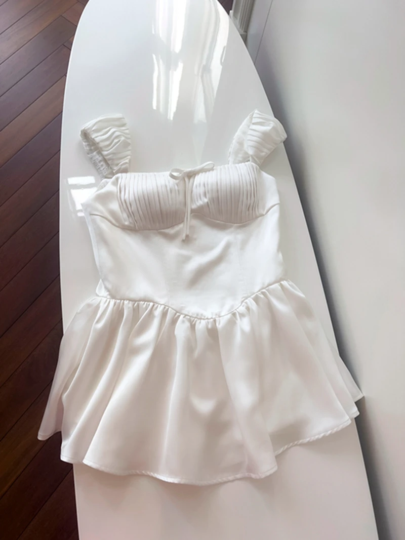 Ele Sweet Sle geplooid slim fit satijn Dr hoge taille A-lijn ort Dr voor bruiloft date par prestaties dagelijks gebruik