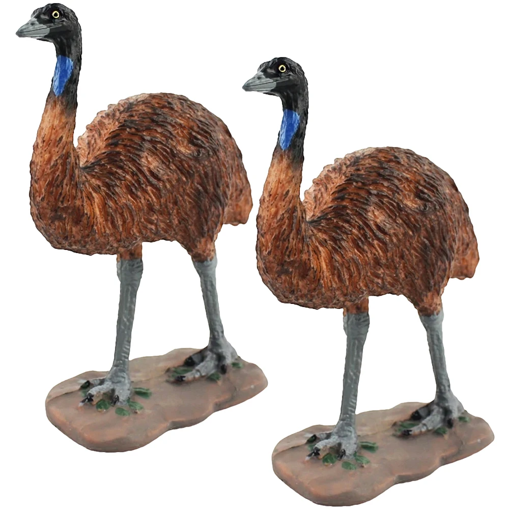 

2pcs Plastic Ostrich Lifelike Animal Models Kids Figurines Educational Toy Desktop Lifelike Ostrich Statue Decor Statue