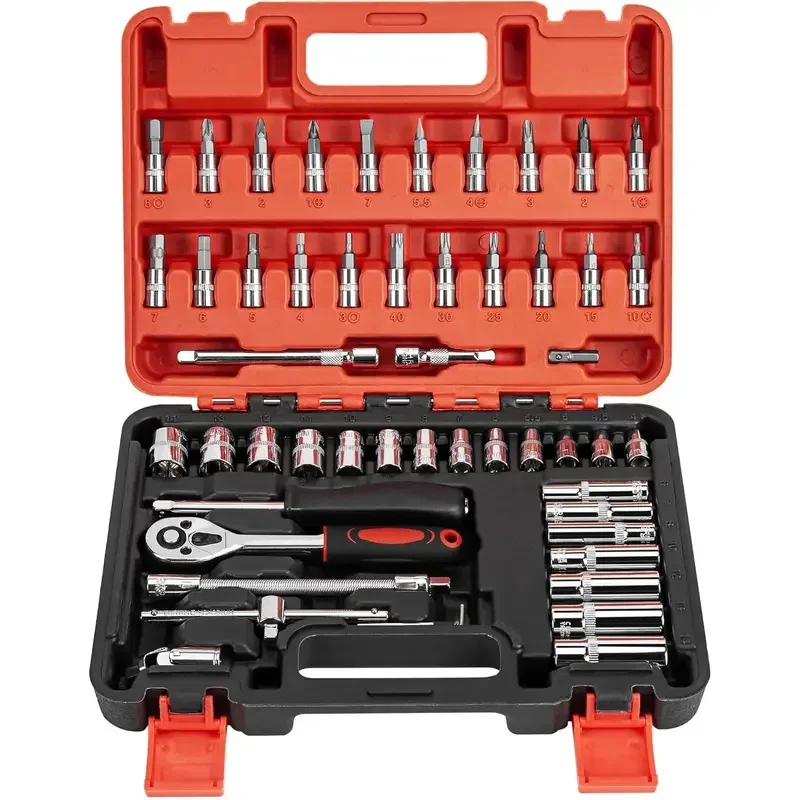 

53Pcs Socket Wrench Spanner Ratchet Set Car Garage Auto Disassembly Mechanic Automotive Workshop Repair Vehicle Tool Maintenance