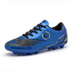 Size 31-43 FG Kids Football Shoes Hot Sale Cheap Children's Soccer Shoes Fashion Blue Lightweight Outdoor Futsal Sneakers Men