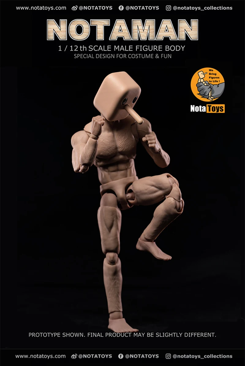 Notaman 1/12 Square-headed Male Action Figure Joint Body Doll NT-01 NT-02 NT-02W 6'' Male Soldier Flexible Body Model Toy