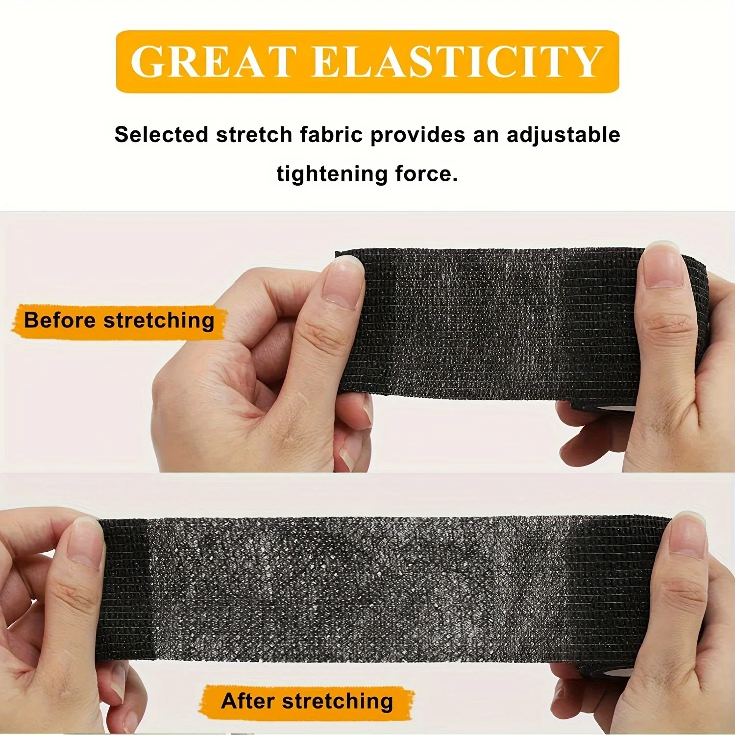 48/24/3PCS Black Tattoo Grip Cover Wraps Self-Adhesive Elastic Bandage Tape Breathable Strong Sports Tape Athletic Bandage Rolls view 3
