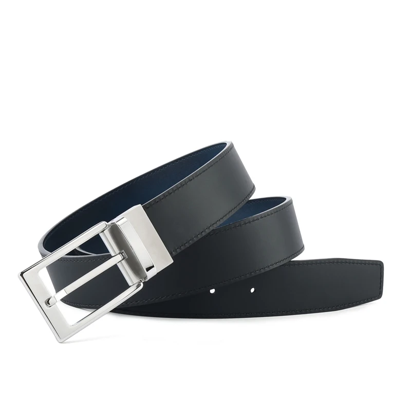 

Luxury Men Leather Belt Brand Designer Top Layer Cowhide Stainless Steel Rotating Needle Buckle Fashionable Gentleman Reversible