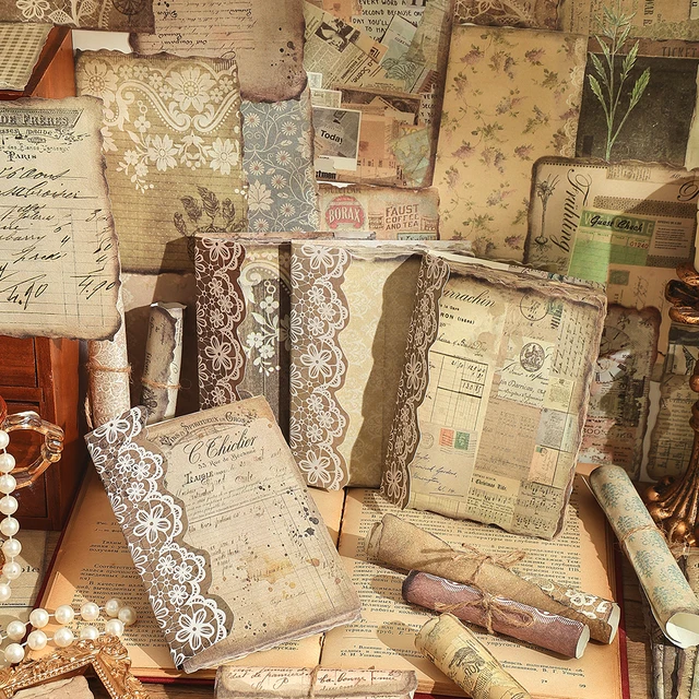 50 arkuszy Vintage koronkowe opakowanie papieru do scrapbookingu 50 różnych wzorów nieprzylepny papier kolażowy do czasopism notesy DIY rzemiosło