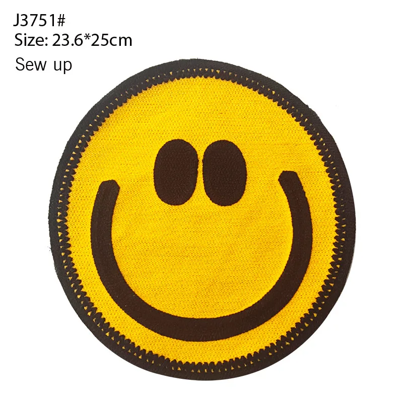 Fashionable Large Piece Embroidered And Sewn Towel, Smiling Face, Heart Shaped Badge, Stripe DIY Down Jacket, T-shirt, Couple