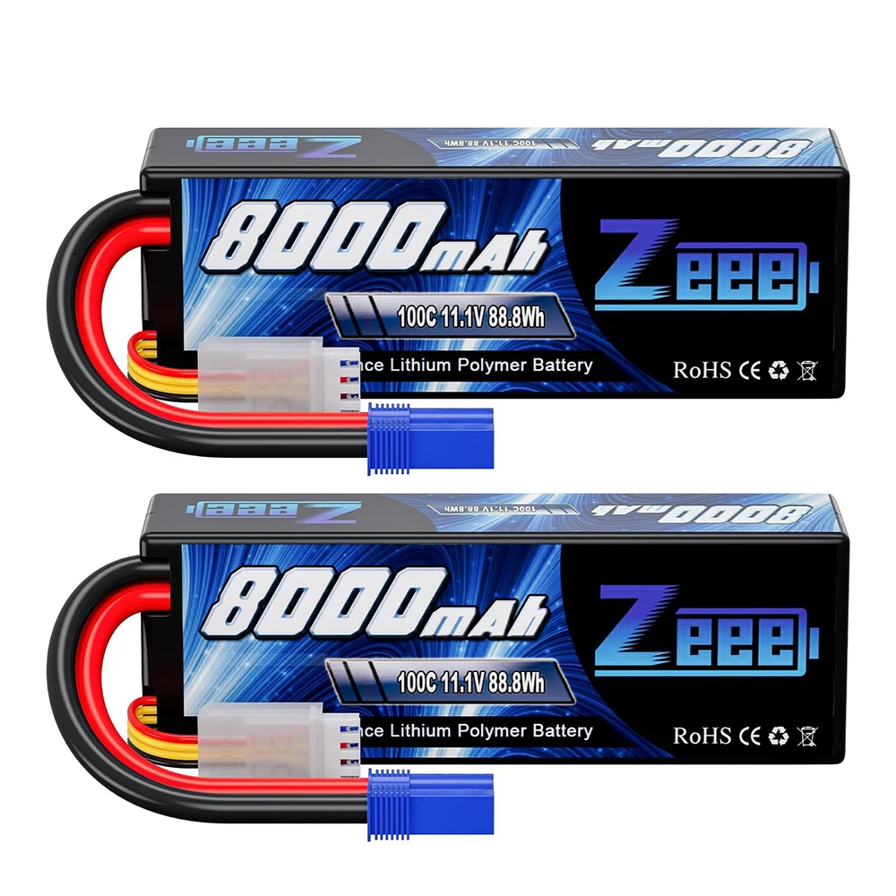 Zeee Lipo 3S 8000mAh Batterij 11.1V 100C Hardcase met EC5 Plug voor RC Auto Buggy Truggy FPV Drone Racing Hobby Model Onderdelen