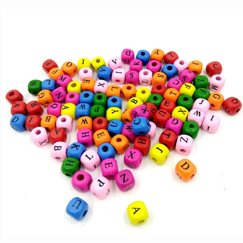 100 Pcs/Set 10mm Alphabet  Letters Spell Word Board Games Small Size DIY Colorful Square Beads Game Accessories