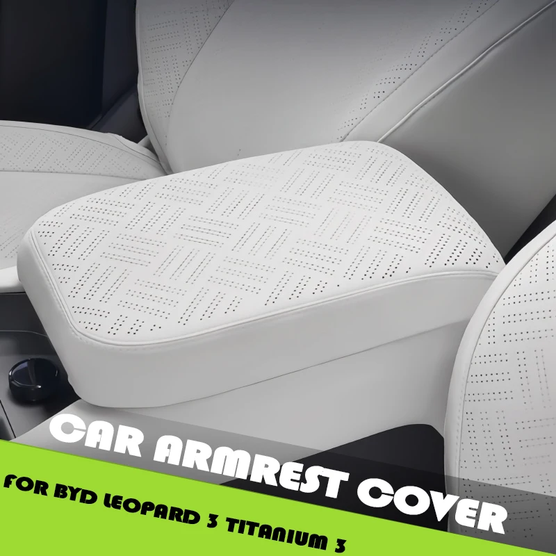 Car Armrest Box Protective Cover Fit for BYD Leopard 3 Titanium 3 Modified Auto Armrest Box Leather Embroidery Protective Cover