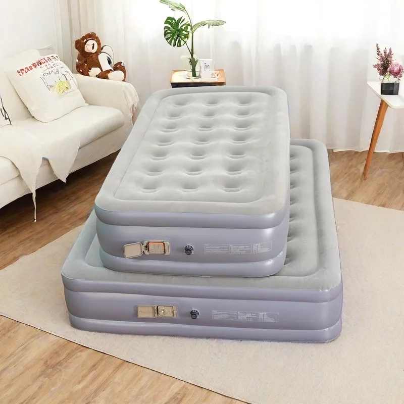 

High Quality Flocked Pvc Full Size Easy Carry Inflatable air Sleeping Bed Mattress Camping