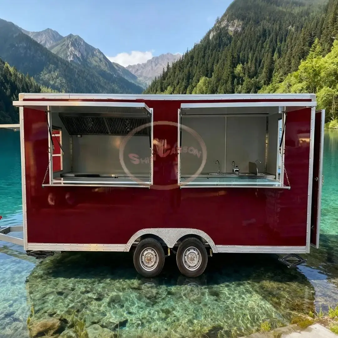 

Commercial Towing Mobile Food Trailer Multi-Functional Snack Cart Portable Street Food Truck Customizable Fast Food Vending Cart