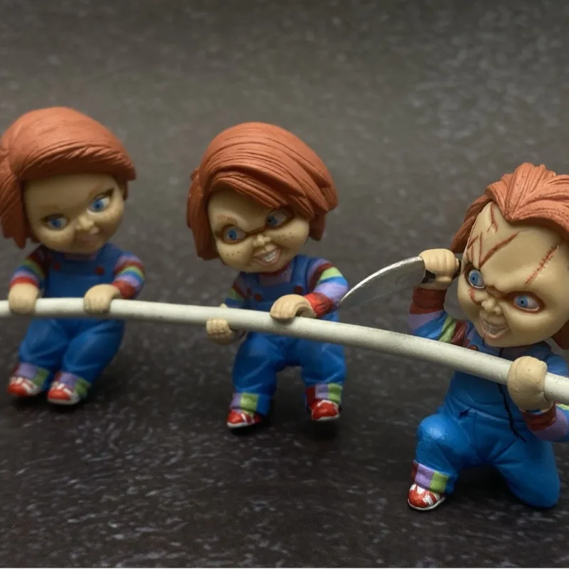 Original MIni Chucky Anime Cartoon Horror Bride Figure Keychain Pendant Collect Movie Film Model Toy Halloween Gift for Adult