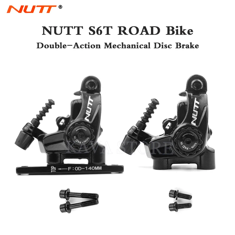 NUTT S6T Road Bike Line Pull Disc Brake Caliper Front Rear 140/160mm Flat Mount Mechanical Disc Brake G3 HS1 Rotor Bicycle Parts