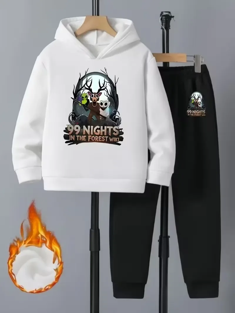 99 Night in The Forest Kids 2Pcs Hoodie+Pants Tracksuits Gir Boy Funny Cartoon Casual Pullover Spring Autumn Sweatshirts Suits