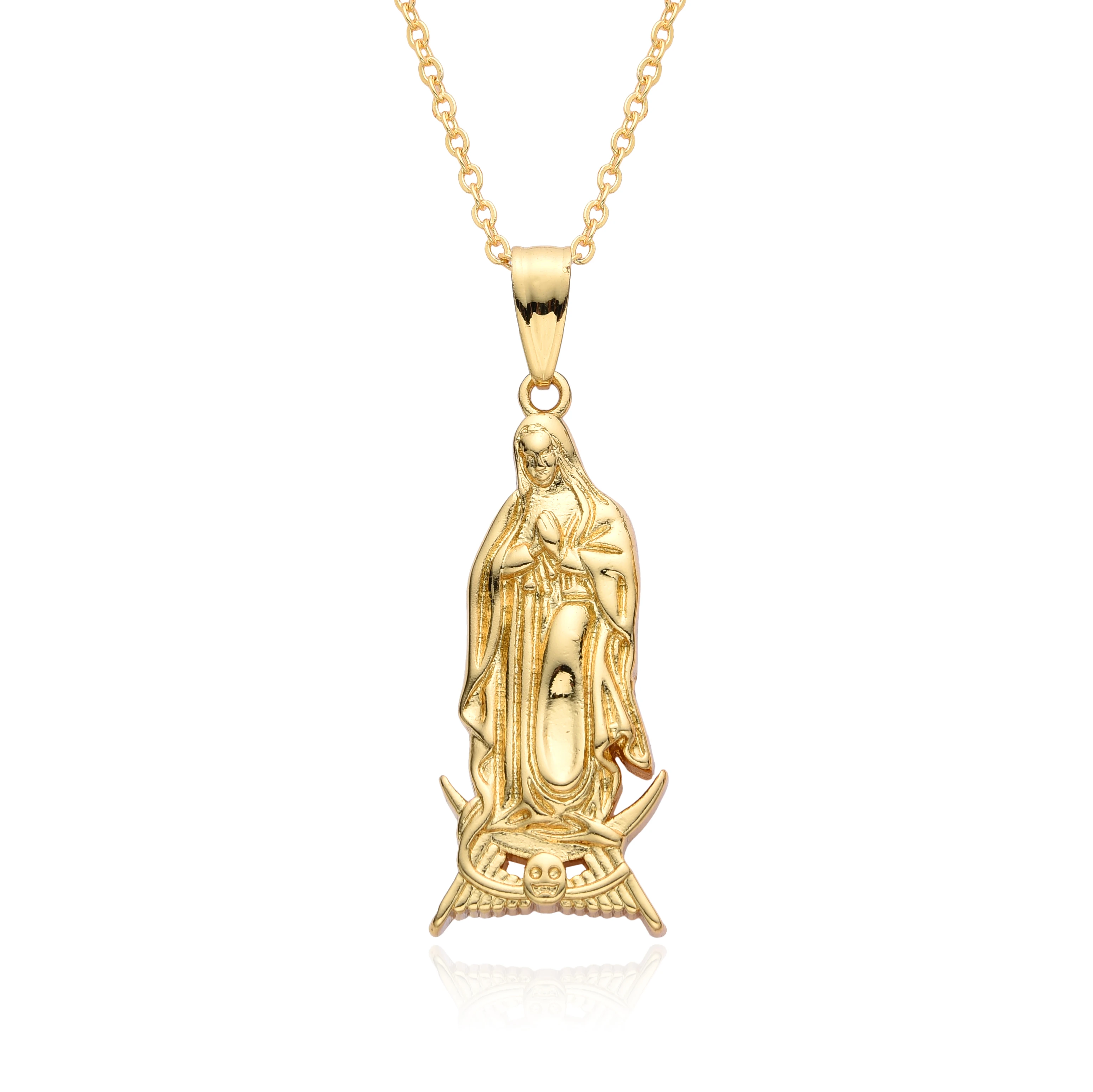 Gold Color Jesus Guadalupe San Judas Saint Michael Charms Virgin Mary Necklace for Women Pendant Jewelry DIY Accessories Gift