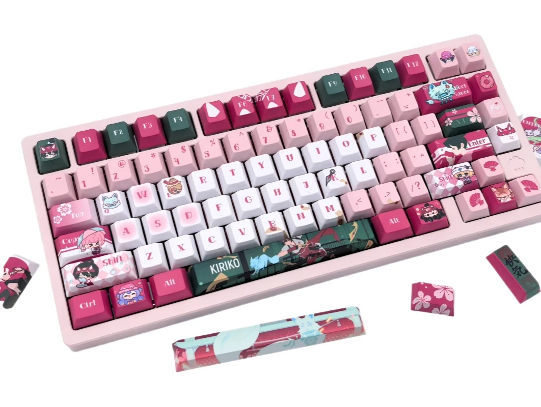 

140+ Keys Game Overwatch Kiriko Theme Keycaps PBT Heat Sublimation Customized Keycap Set Cosplay Doujin Gifts