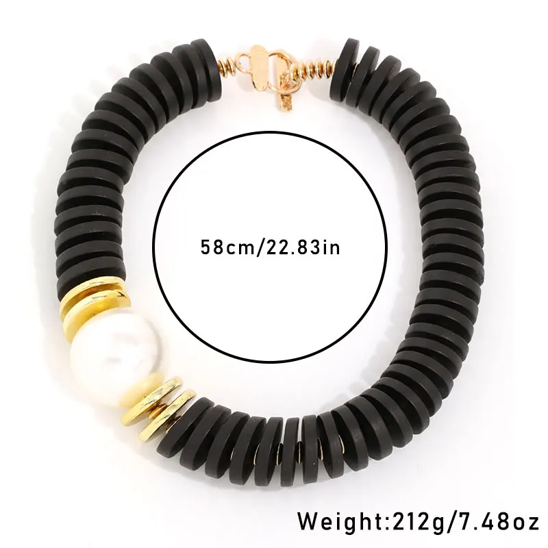 Statement Retro-Halskette mit Holzperlen, handgefertigt für Damen, trendiger Partyschmuck – Detail 1