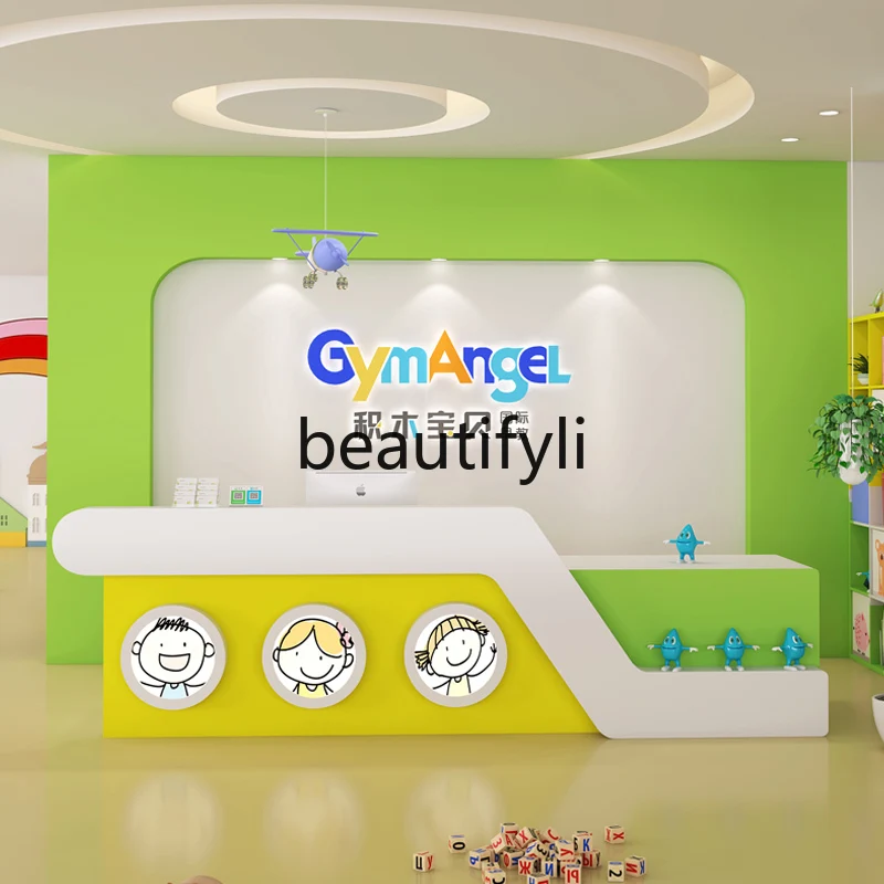 

Painted Early Education Kindergarten Cashier Counter Children's Fun Art Center Education Training Institution Reception Desk