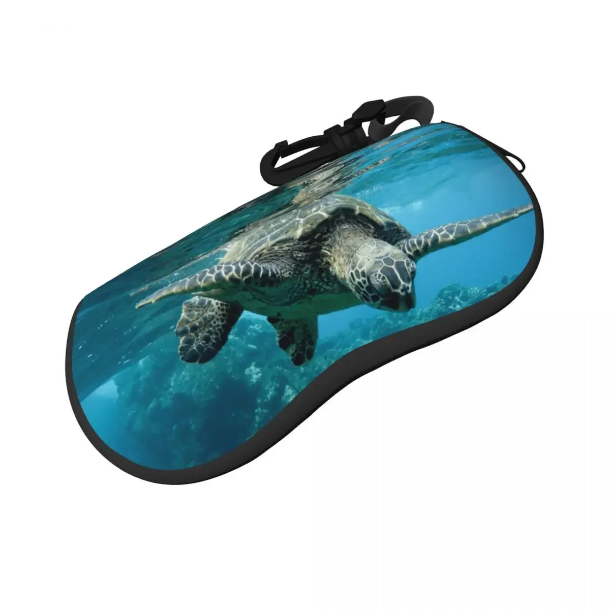 Portable Eyewear Case Sea Turtle Swimming Underwater Sunglasses Soft Case Glasses Box with Lanyard Zipper Eyeglass Case