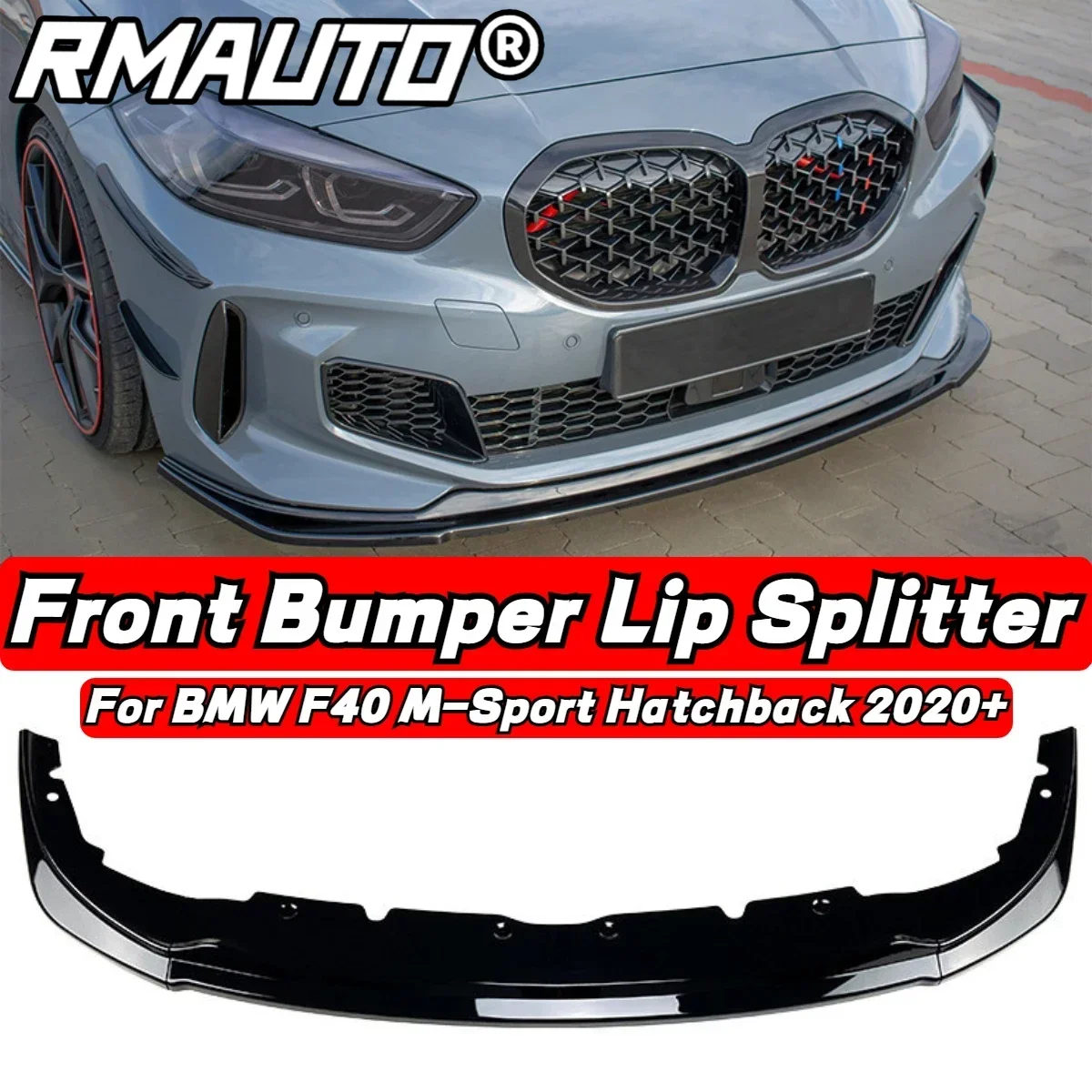 3Pcs Car Front Bumper Lip Diffuser Spoiler Bumper Guard For BMW 1 Series F40 M-Sport Hatchback 2020+ Car Accessories Body Kit