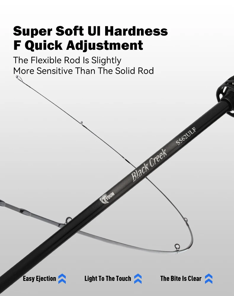 LEYDUN Black Creek Angelrute Spinning Casting 1,5/1,68/1,8 m Reisestange 2-teilige Baitcasting Ultraleichte Kohlefaser-Rutenstange – Detail 7