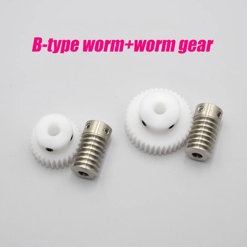 A/B/L-type Stainless Steel Worm 0.8M 20/30/40/50/60 Teeth White POM Nylon Turbine Worm Gear