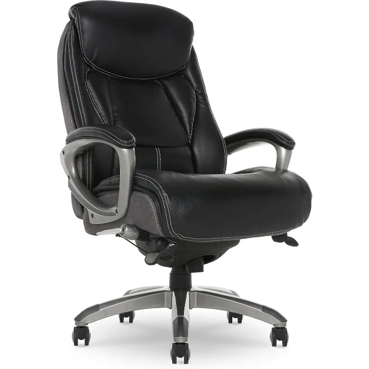 Lautner Executive Office Smart Layers Technology, Leather and Mesh Ergonomic Computer Chair with Contoured Lumbar