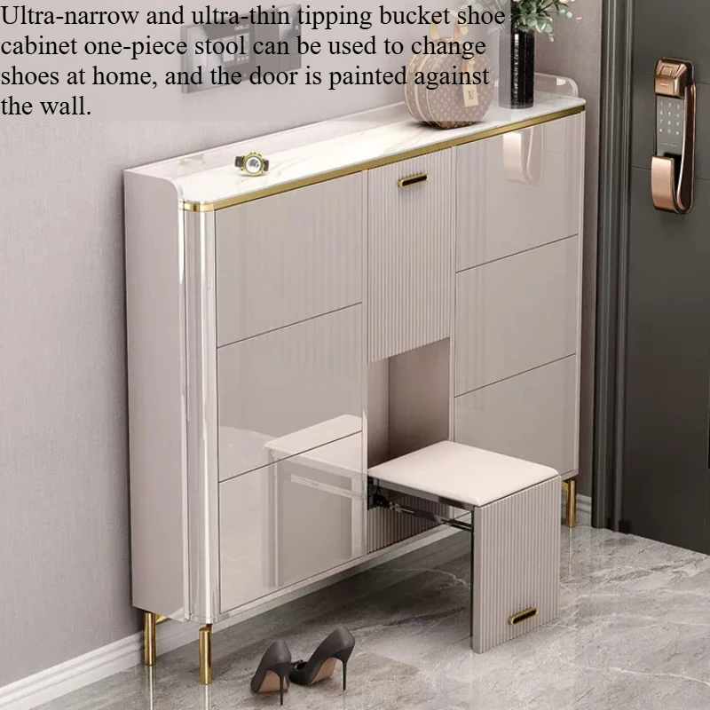 

Balcony Bench Shoe Rack Shelf Storage Drawers Hidden Shoe Cabinet White Slim Mueble Recibidor De Entrada Hallway Furniture