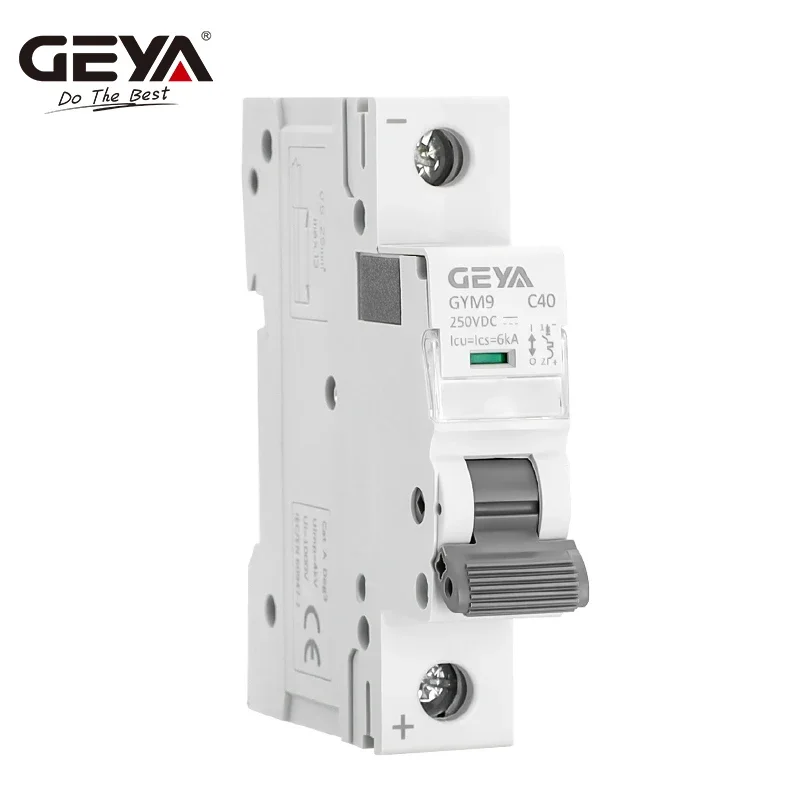 GEYA DC MCB 6KA 1P 250VDC Mini Circuit Breaker 6A 10A 16A 20A 25A 32A 40A 50A 63A Solar MCB Din Rail