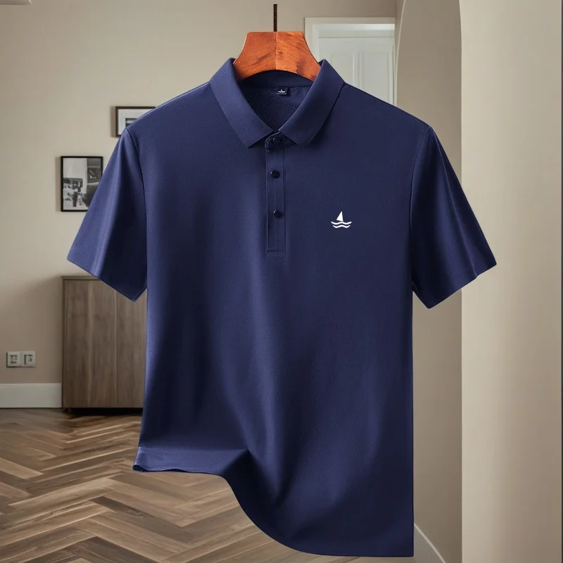 High quality ice silk polo shirt short sleeved men's brand fashionable printed top summer new cool breathable casual T-shirt - view 5
