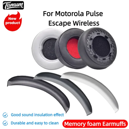 Imagen 1 del producto Almohadillas para auriculares TAMUM de piel de proteína de espuma suave para Motorola Pulse Escape, auriculares inalámbricos, orejeras, piezas de reparación