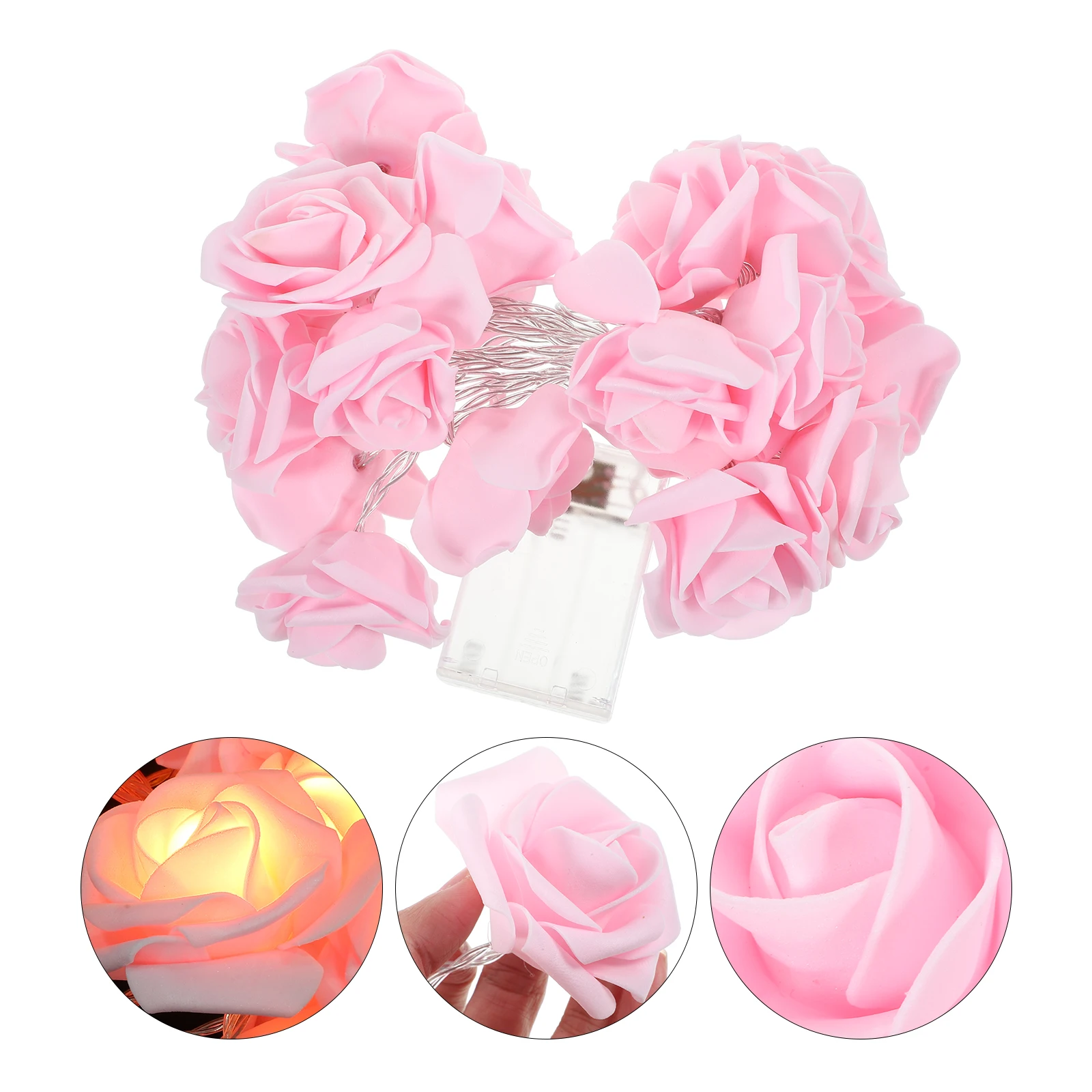 

Rose String Lights 3M 20LED Pink Operated Flower Decor Bedroom Holiday Valentine Wedding GardenFlowerLights
