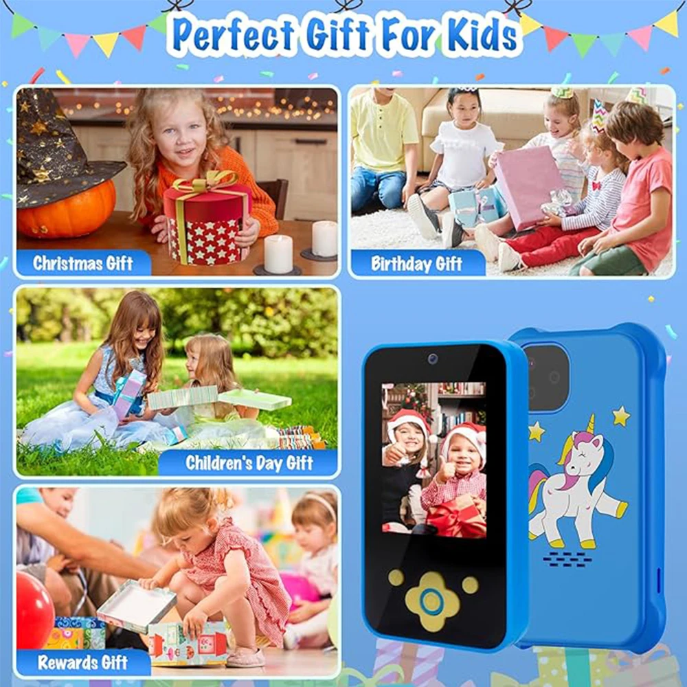 Kids Smart Toy Phone Dual Camera Digital Baby Phone 1080P Music Player Game Learning Gift for Age 3-8 Brithday Christmas Gifts
