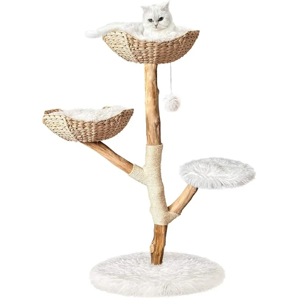 

Modern Cats Tree Tower,Wooden Cat Tower,Heavy Duty Cat Trees for Large Cats, Handmade Aesthetic Cat Tree with Real Wood Branches