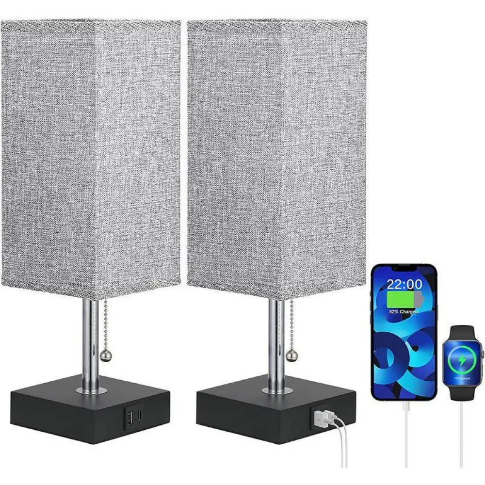 Modern Fabric Shade Desk Lamp Touch Dimmable Bedside Table Light USB Charging Minimalist Night Lamp For Bedroom Household - view 3