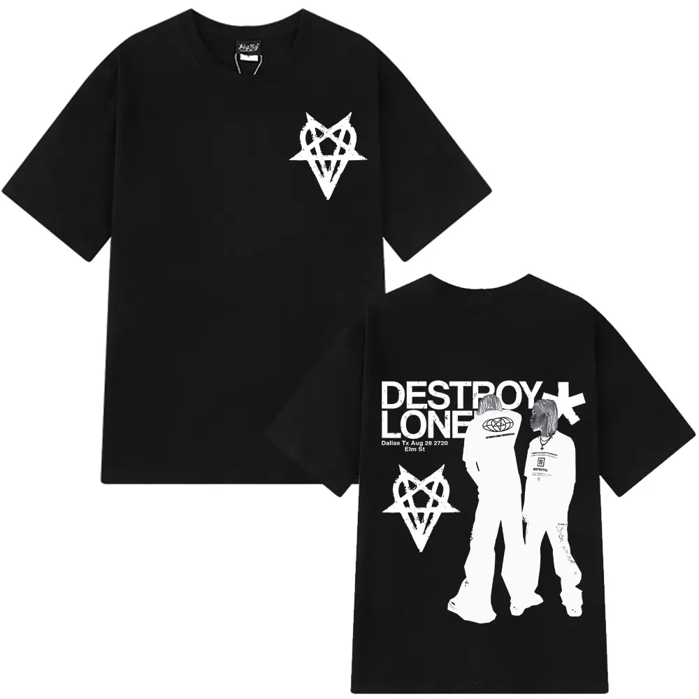 

Rapper Destroy Lonely T-shirt Summer Men Women Fashion Oversized T Shirts 100% Cotton Casual Short Sleeve T-shirts Streetwear