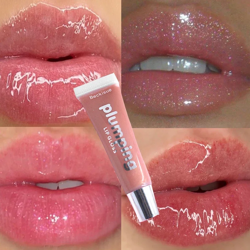 1pc Lip Plumper Gloss Lang Anhaltende Feuchtigkeitsspendende Plumping Make-Up Glitter Nahrhafte Flüssigkeit Lippenstift Öl Transparent Lip Gloss